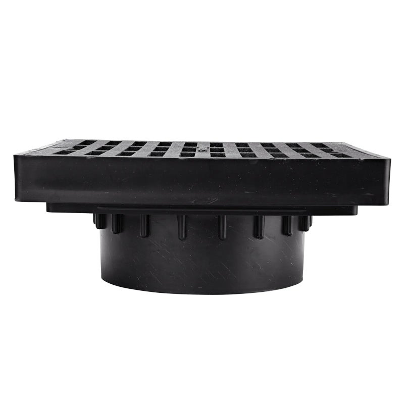 NDS 640 6-Inch Square Grate with Low-Profile Adapter Drain, Connects to 3-Inch and 4-Inch Drain Pipes and Fittings, for Small Lawns, Landscaping and Patios, Plastic, Black - Image 4